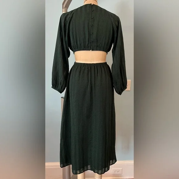 NWT Madewell Long-Sleeve Cutout Midi Dress - Medium Emerald Green - Picture 15 of 15